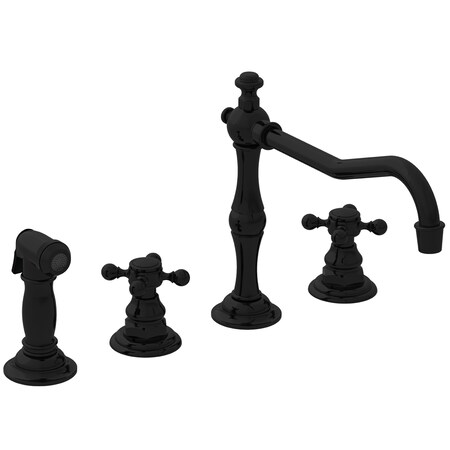 Newport Brass Kitchen Faucet With Side Spray in Gloss Black 943/54